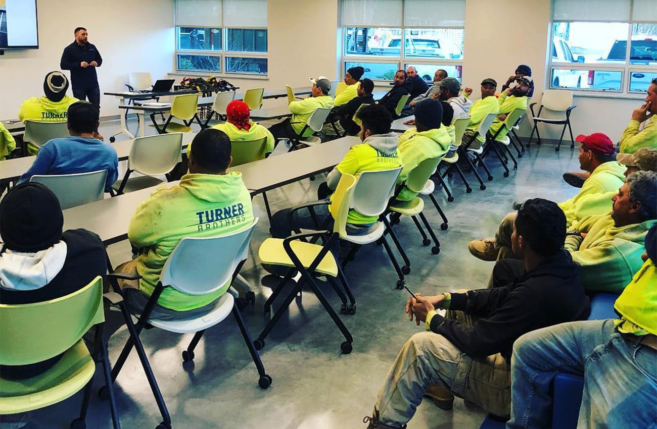 Turner Brothers employees in a safety meeting