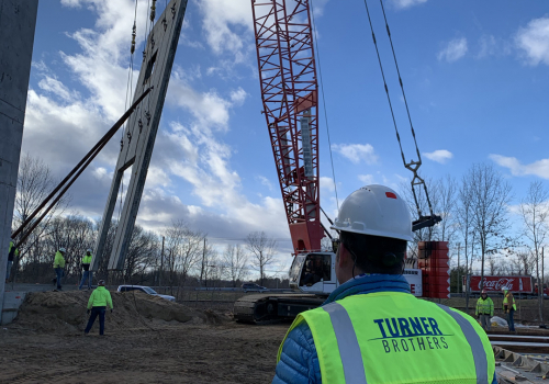 A tilt-panel being raised