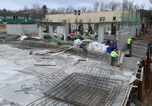Rebar, structural concrete, and vertical beams